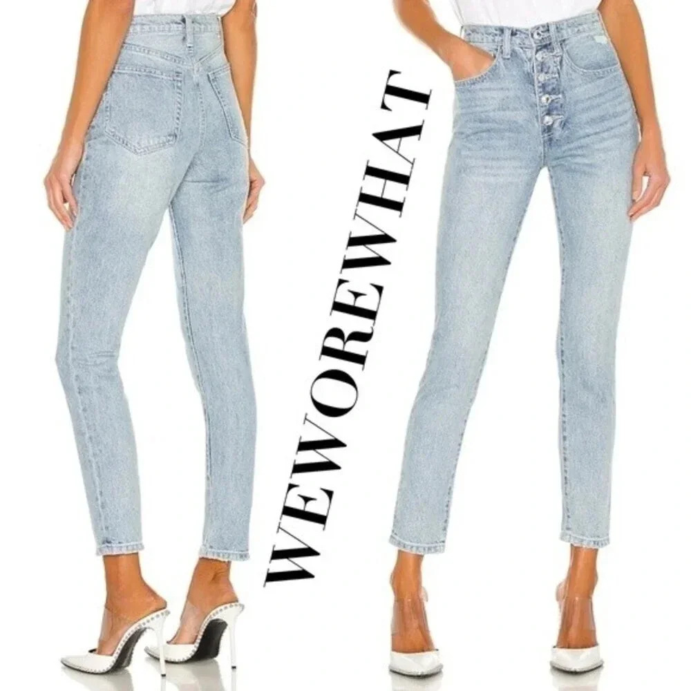NEW, WEWOREWHAT, The Danielle Crystal‎ High Rise Straight Jeans